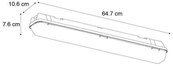 TL svítidlo šedé vč. LED 15W 2250 lm 4000K IP65 - Base