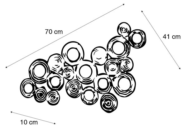 Nástěnné svítidlo v Art Deco stylu měděné 77 cm - Circles