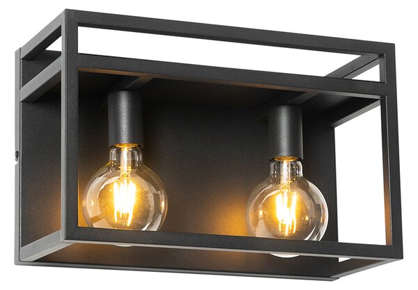 Chytrá nástěnná lampa černá s policí včetně 2 WiFi G95 - Cage Rack