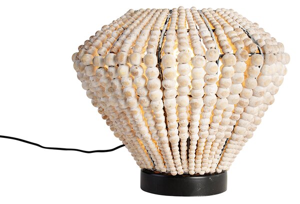 Orientální stolní lampa béžová s korálky - Moti