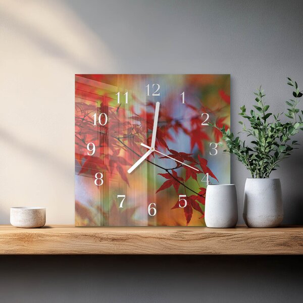 Skleněné hodiny Javorové listy zskb-30x30-00077961