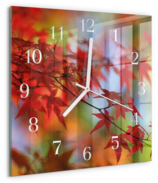 Skleněné hodiny Javorové listy zskb-30x30-00077961