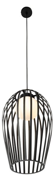 Designové závěsné svítidlo černé s opálem - Angela
