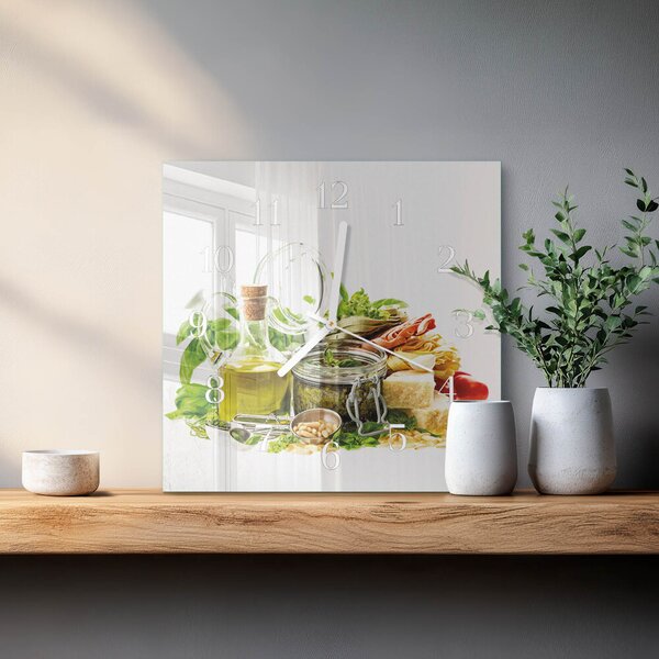 Skleněné hodiny Těstoviny s olejem zskb-30x30-00085254