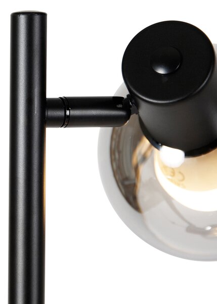 Chytrá stojací lampa černá s kouřovým sklem vč. 3 Wifi P45 - Vidro