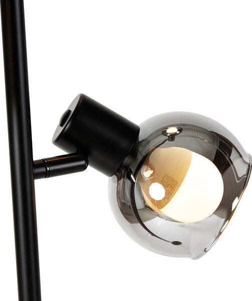 Chytrá stojací lampa černá s kouřovým sklem vč. 3 Wifi P45 - Vidro