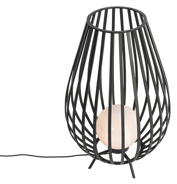 Designová stojací lampa černá s opálem 70 cm - Angela