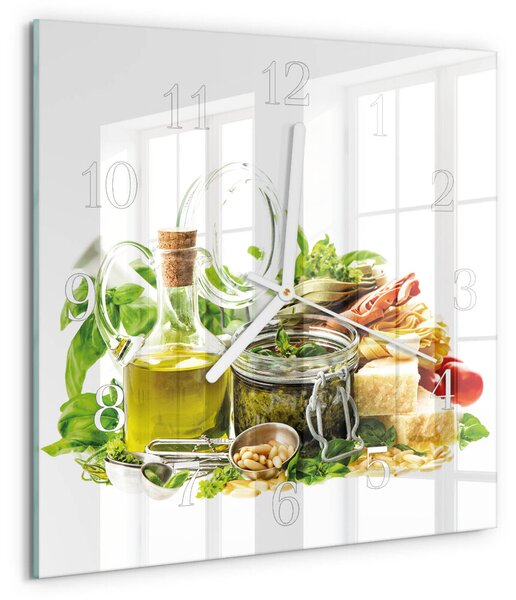Skleněné hodiny Těstoviny s olejem zskb-30x30-00085254