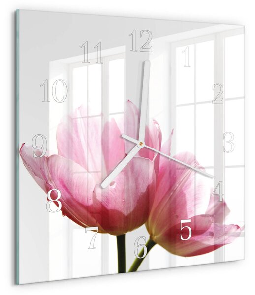Skleněné hodiny Tulipány zskb-30x30-00080103