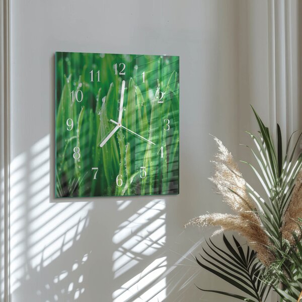 Skleněné hodiny Zelená tráva zskb-30x30-00091817