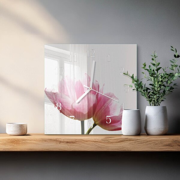 Skleněné hodiny Tulipány zskb-30x30-00080103
