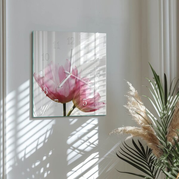 Skleněné hodiny Tulipány zskb-30x30-00080103