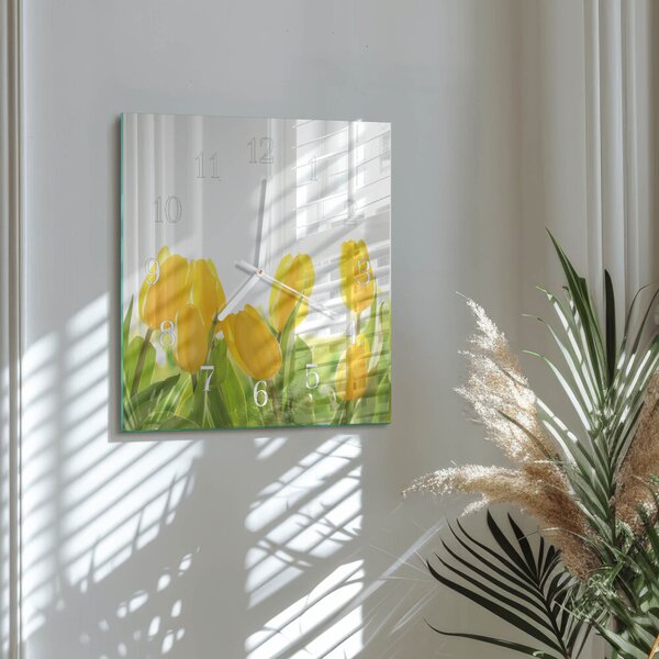 Skleněné hodiny Tulipány zskb-30x30-00084112
