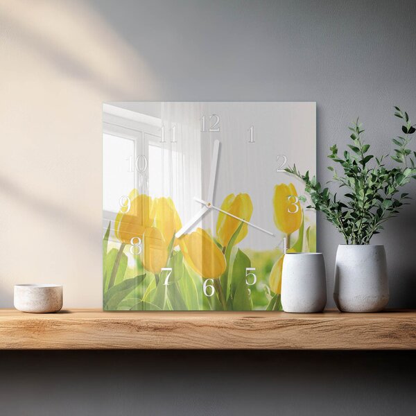 Skleněné hodiny Tulipány zskb-30x30-00084112