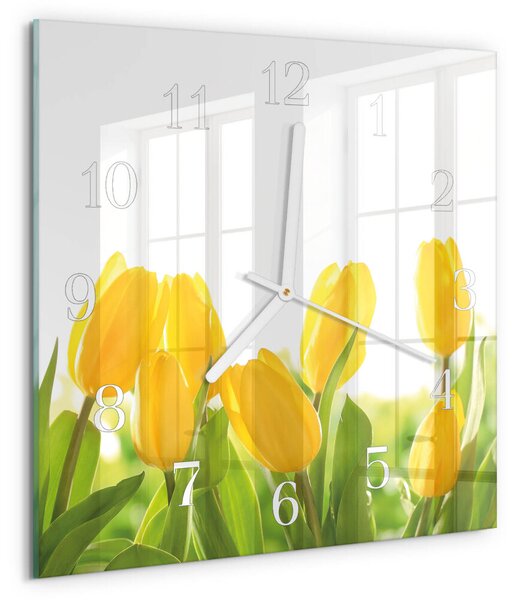 Skleněné hodiny Tulipány zskb-30x30-00084112