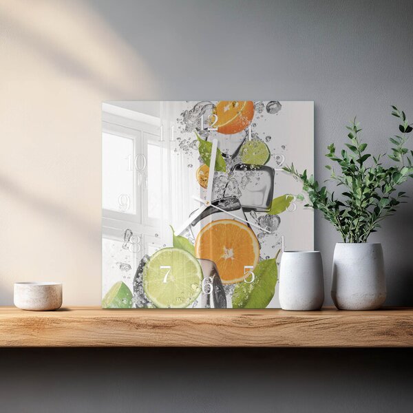 Skleněné hodiny Citrusové plody zskb-30x30-00085216