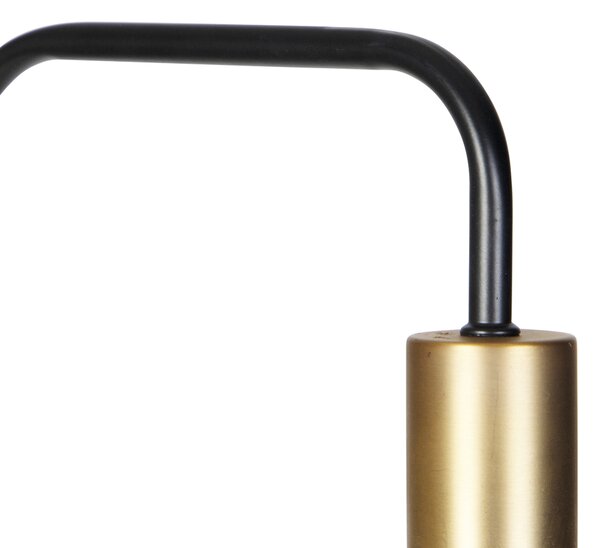 Chytrá stojací lampa černá se zlatem a kouřovým sklem vč. Wifi A60 - Zuzanna