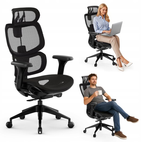 Kancelářské křeslo látkové Sense7 Nobu černé ergonomické otočné 3D