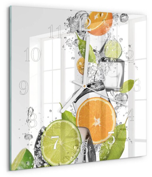 Skleněné hodiny Citrusové plody zskb-30x30-00085216