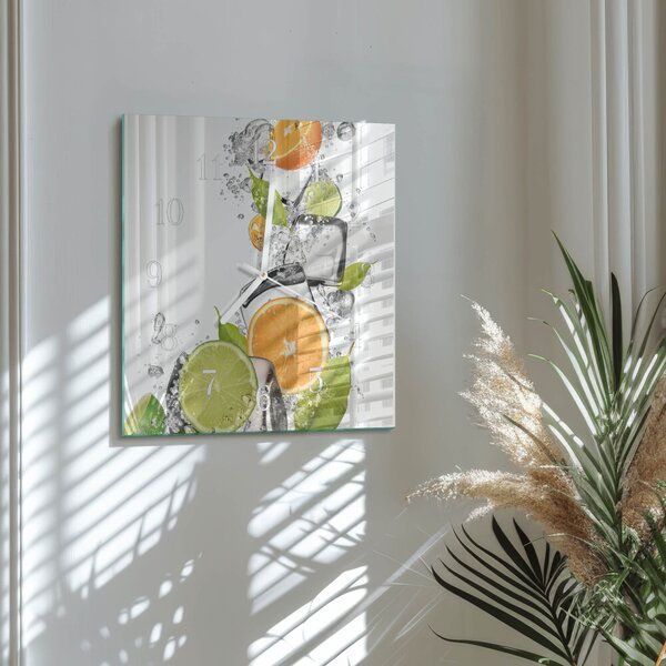 Skleněné hodiny Citrusové plody zskb-30x30-00085216