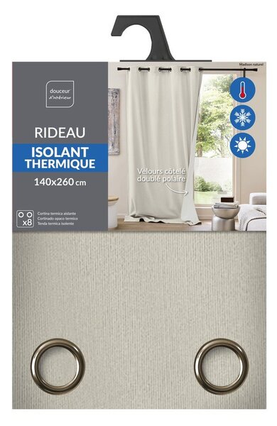 Béžový manšestrový termo závěs 140x260 cm Madison – douceur d'intérieur