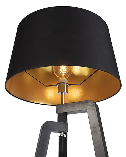 Chytrá stojací lampa s stínítkem černá se zlatem 50 cm vč. Wi-Fi A60 - Puros