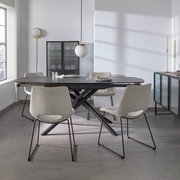 Černý mramorový rozkládací jídelní stůl Kave Home Yodalia 130/190 x 100 cm