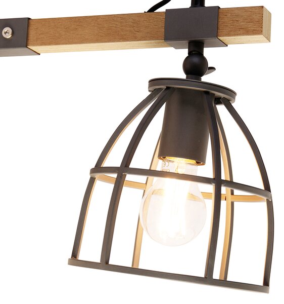 Chytrá nástěnná lampa tmavě šedá se dřevem, nastavitelná, vč. WiFi A60 - Arthur