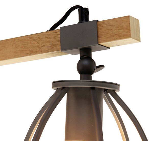 Chytrá nástěnná lampa tmavě šedá se dřevem, nastavitelná, vč. WiFi A60 - Arthur