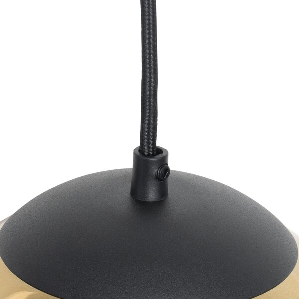 Chytré závěsné svítidlo černé se zlatým sklem 20 cm vč. Wifi A60 - Pallon