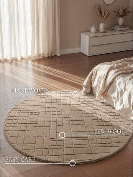 Hnědý vlněný kulatý koberec ø 160 cm Kenso – Villeroy&Boch