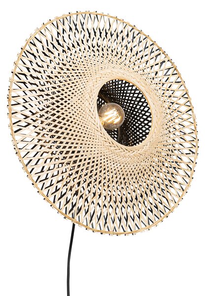 Chytrá nástěnná lampa bambus 50 cm se zástrčkou vč. Wifi A60 - Rina