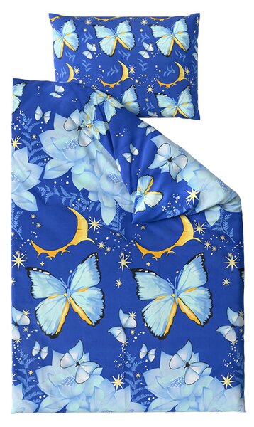Bavlněné povlečení BLUE BUTTERFLY tmavě modré Rozměr povlečení: 70 x 90 cm | 140 x 200 cm