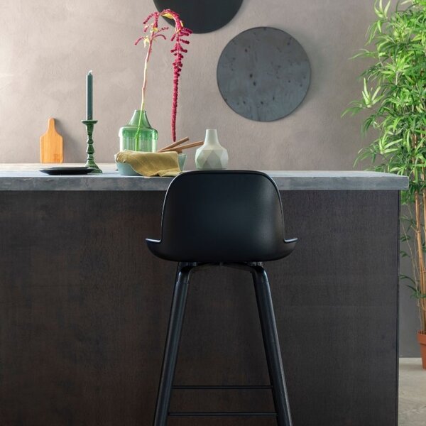Černá plastová barová židle ZUIVER ALBERT KUIP ALL BLACK 66 cm