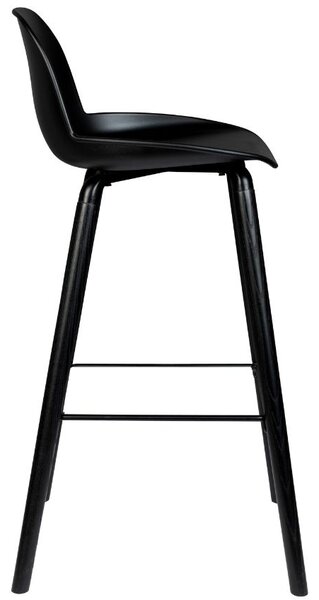 -25 % Dny MOMENTI– Černá plastová barová židle ZUIVER ALBERT KUIP ALL BLACK 76 cm