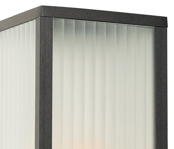Chytrá venkovní stojací lampa černá s žebrovaným sklem 80 cm vč. WiFi A60 - Charlois