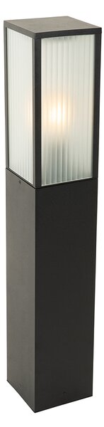 Chytrá venkovní stojací lampa černá s žebrovaným sklem 80 cm vč. WiFi A60 - Charlois