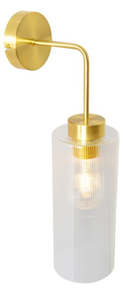 Nástěnná lampa v art deco stylu zlatá se sklem - Laura
