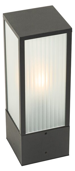 Chytrá venkovní stojací lampa černá s žebrovaným sklem 40 cm vč. WiFi A60 - Charlois