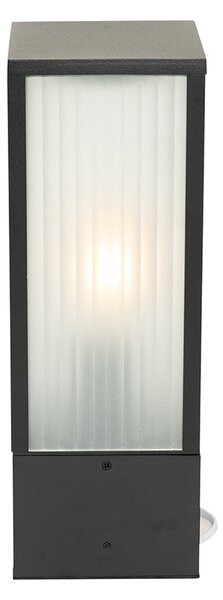 Chytrá venkovní stojací lampa černá s žebrovaným sklem 40 cm vč. WiFi A60 - Charlois
