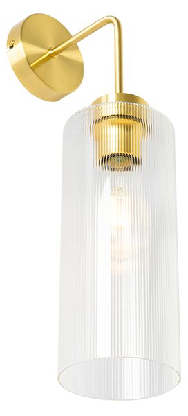 Nástěnná lampa v art deco stylu zlatá se sklem - Laura