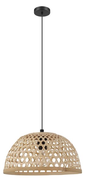 EGLO Závěsný lustr na lanku CLAVERDON, černý, dřevo, 37cm 43253