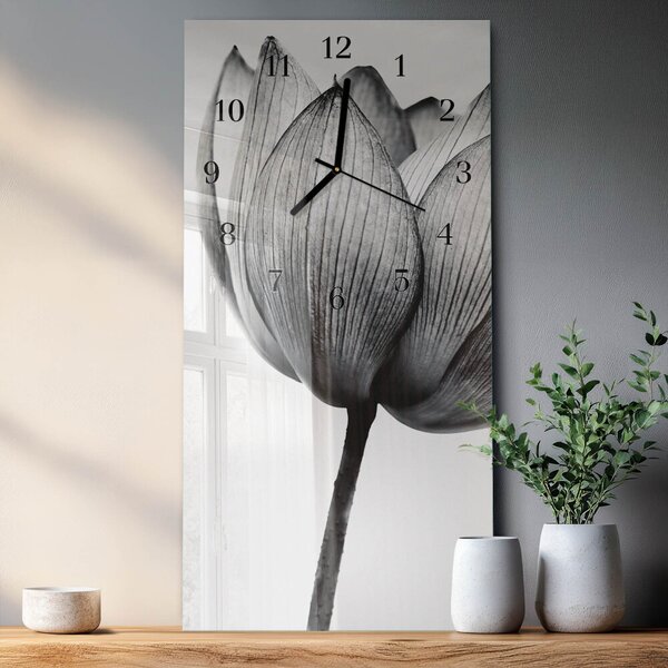 Skleněné hodiny vertikální Tulipán zsppc-30x60-00170758