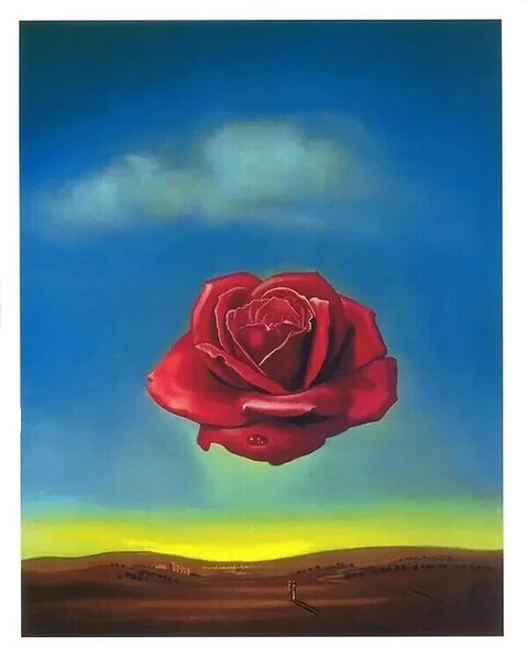 Umělecký tisk Meditující růže, 1958, Salvador Dalí