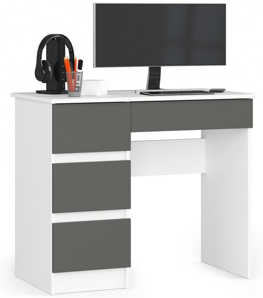 Ak furniture Psací stůl A-7 90 cm bílý/šedý levý