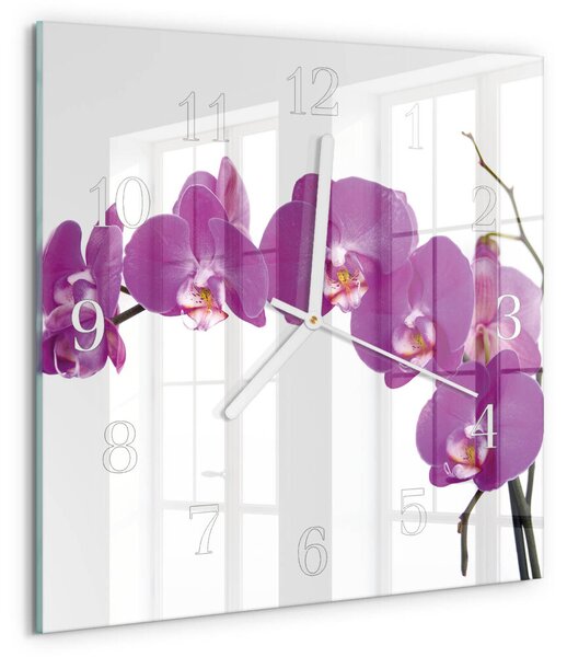 Skleněné hodiny Orchidej zskb-30x30-00082159