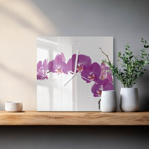 Skleněné hodiny Orchidej zskb-30x30-00082159