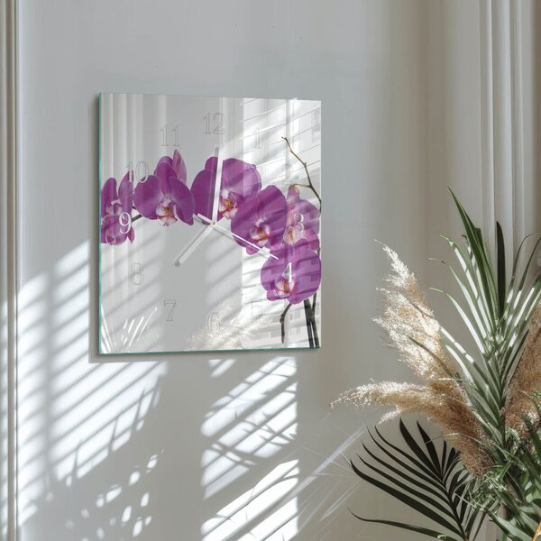 Skleněné hodiny Orchidej zskb-30x30-00082159