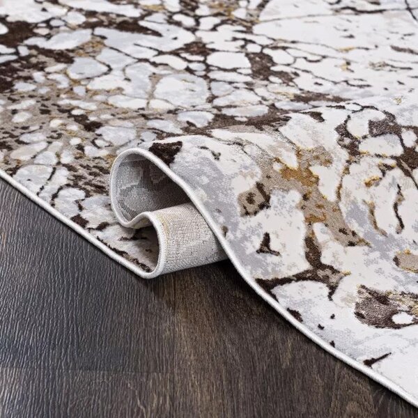 Makro Abra Kusový koberec GOLDEN MZ26D Abstraktní Moderní krémový hnědý Rozměr: 80x150 cm