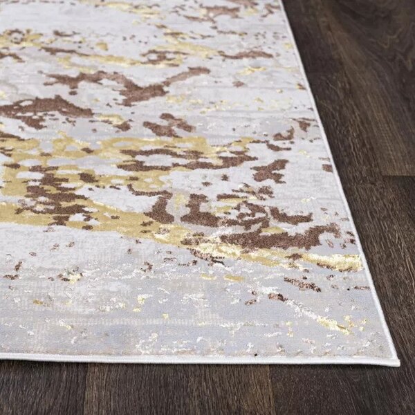 Makro Abra Kusový koberec GOLDEN MZ27D Moderní Abstraktní krémový hnědý Rozměr: 200x300 cm